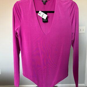 Body Contour Compression V-Neck Long Sleeve Bodysuit - Large